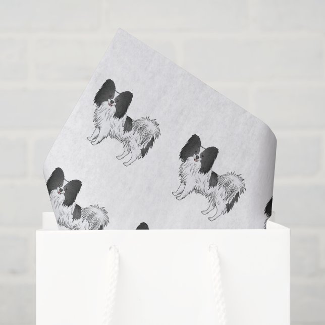 Papier Mousseline Motif Cartographié de chien noir et blanc (Sac cadeau)