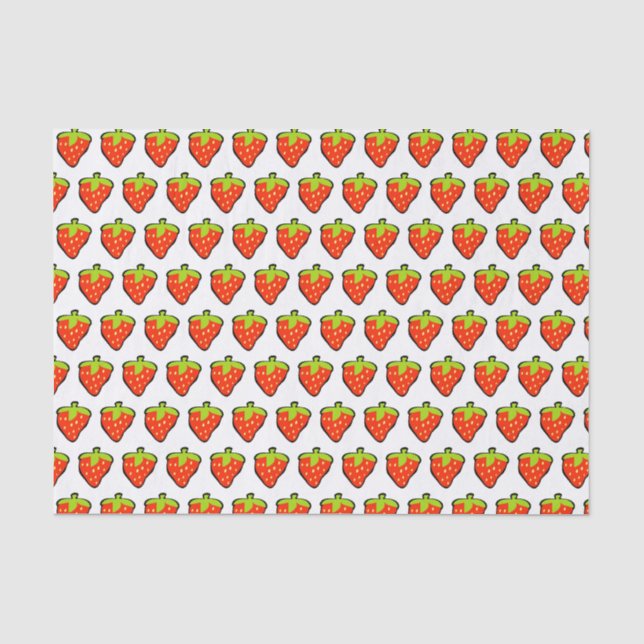 Papier Mousseline Motif Cartoon Fraises (Recto)