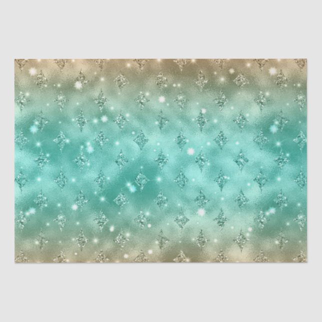 Papier Mousseline Motif céleste de Parties scintillant Ombre vert et (Recto)