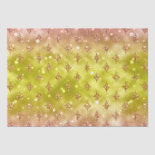 Papier Mousseline Motif céleste en étoile pailletée ombrée jaune