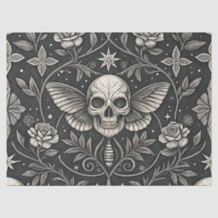 Papier Mousseline Motif céleste floral crâne gothique (1)