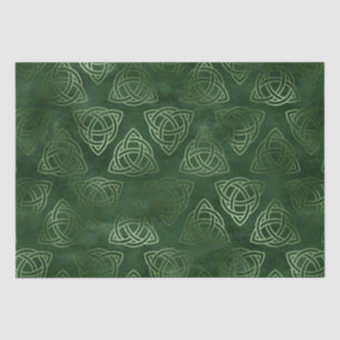 Papier Mousseline Motif celtique vert et or élégant