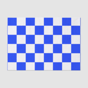 Papier Mousseline Motif chèque À damiers blanc bleu