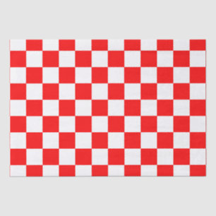 Papier Mousseline Motif chèque À damiers blanc rouge