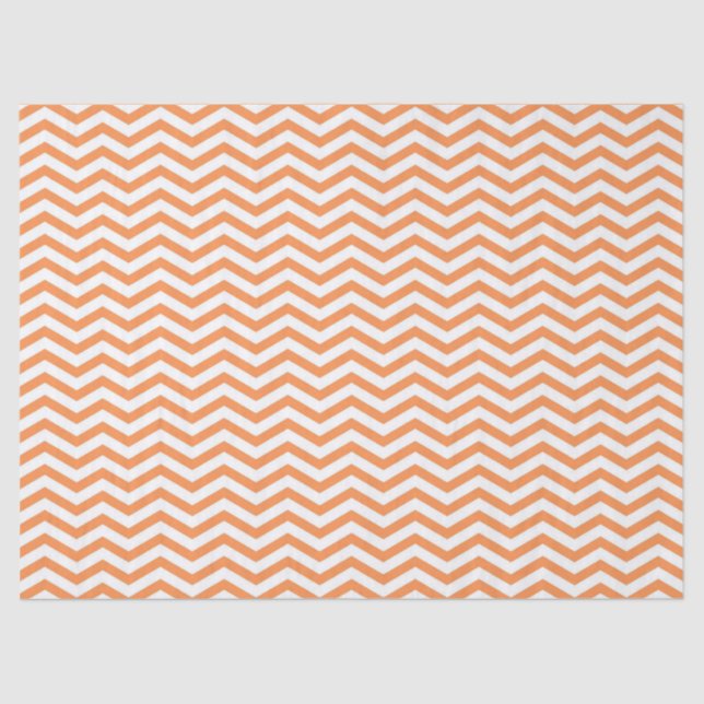 Papier Mousseline Motif Chevron orange blanc rayé (Recto)