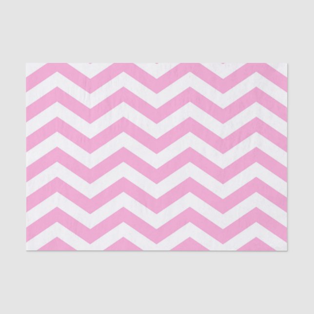 Papier Mousseline Motif Chevron rose et blanc (Recto)