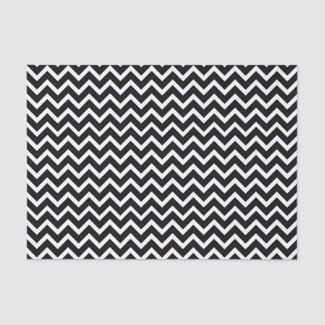 Papier Mousseline Motif Chevron Zigzag noir et blanc (Recto)