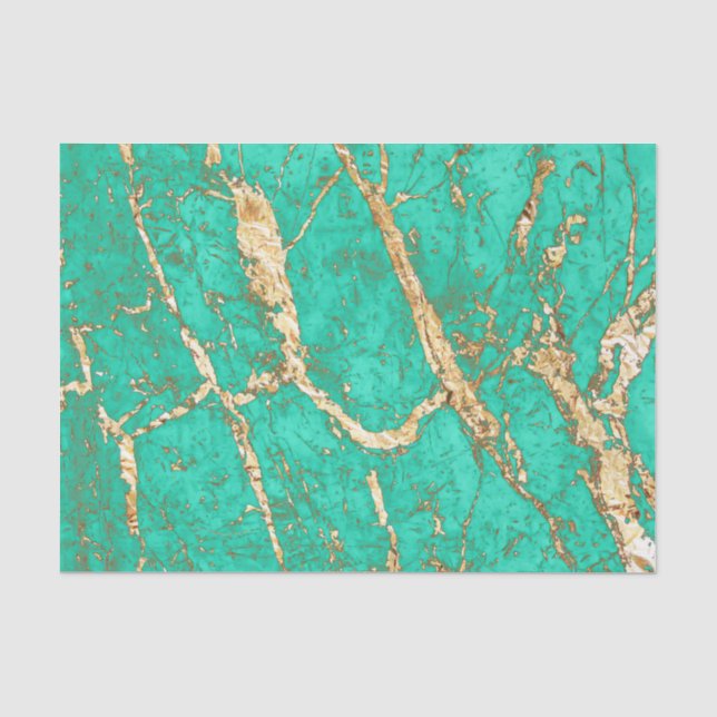 Papier Mousseline Motif chic de marbre de turquoise d'or (Recto)