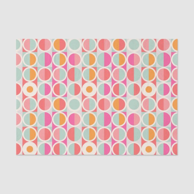 Papier Mousseline Motif circulaire rose chaud (Recto)