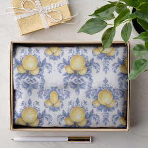 Papier Mousseline Motif Citron Méditerranéen