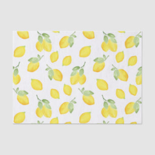 Papier Mousseline Motif citrons aquarelles