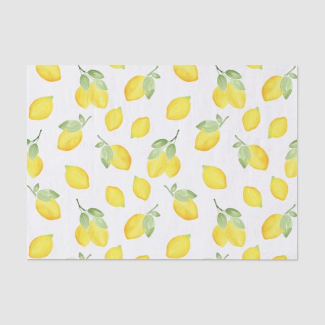 Papier Mousseline Motif citrons aquarelles (Recto)