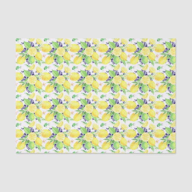 Papier Mousseline Motif citrons Damask (Recto)