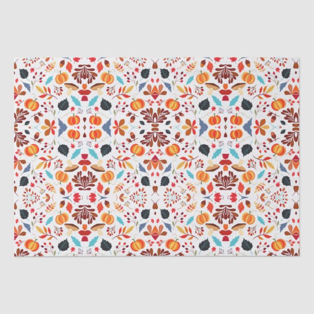 Papier Mousseline Motif Citrouille de congé d'automne  (Recto)