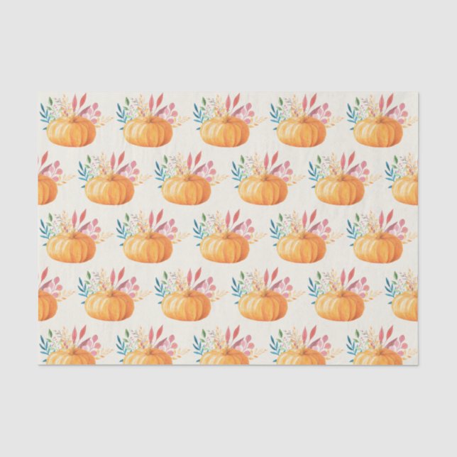Papier Mousseline Motif Citrouille orange (Recto)