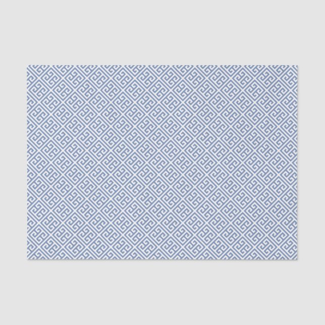 Papier Mousseline Motif Classique Clé Grecque Bleu Et Blanc (Recto)