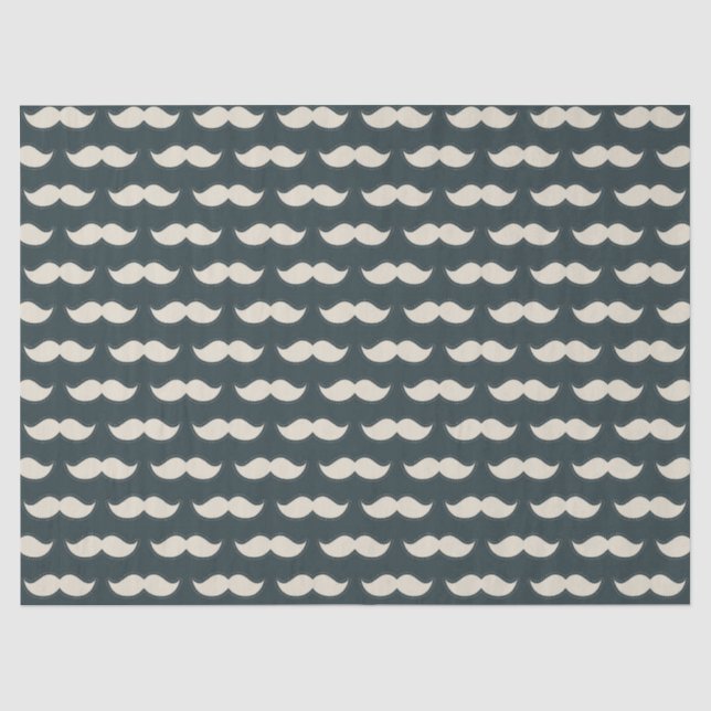 Papier Mousseline Motif classique de moustache sur noir (Recto)
