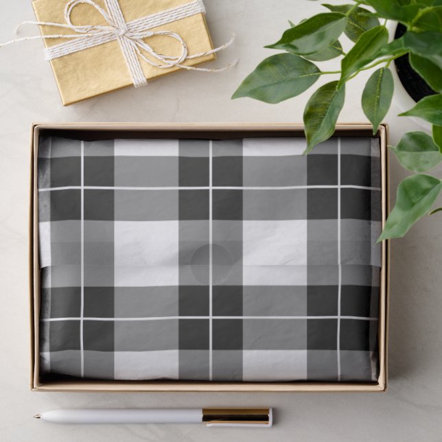 Papier Mousseline Motif classique noir blanc (Cadeau)