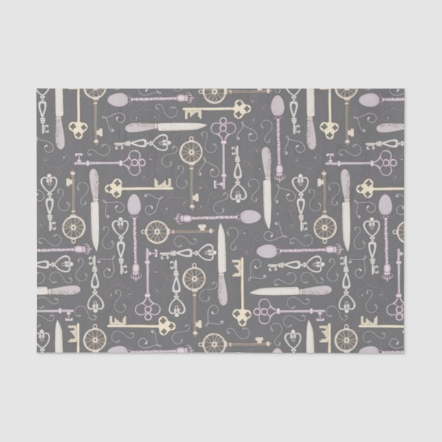 Papier Mousseline Motif clé style Steampunk (Recto)