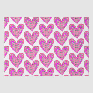 Papier Mousseline Motif Coeurs Roses Et Boules De Football