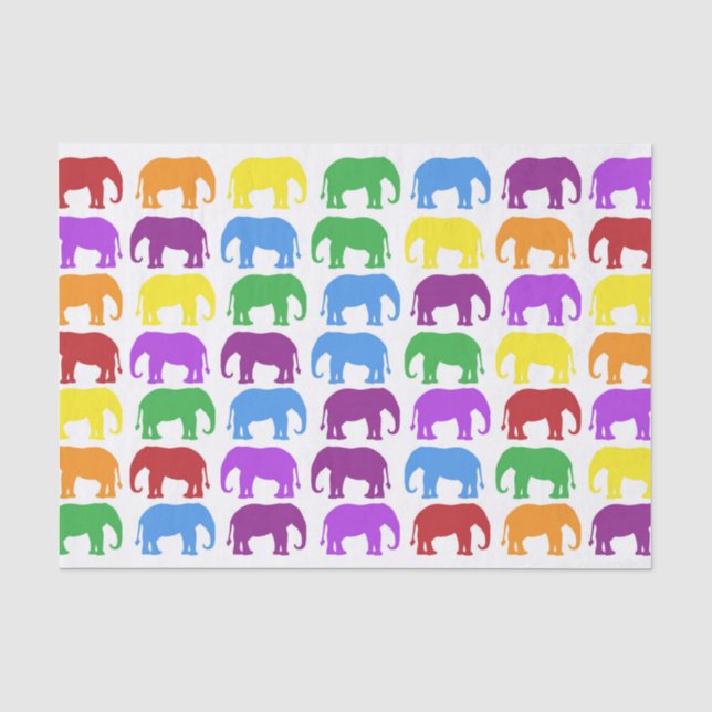 Papier Mousseline Motif coloré d'éléphant (Recto)