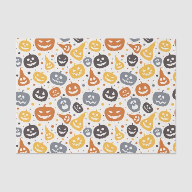 Papier Mousseline Motif coloré Jack-O'-Lantern (Recto)