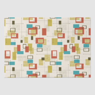 Papier Mousseline Motif coloré moderne du milieu du siècle