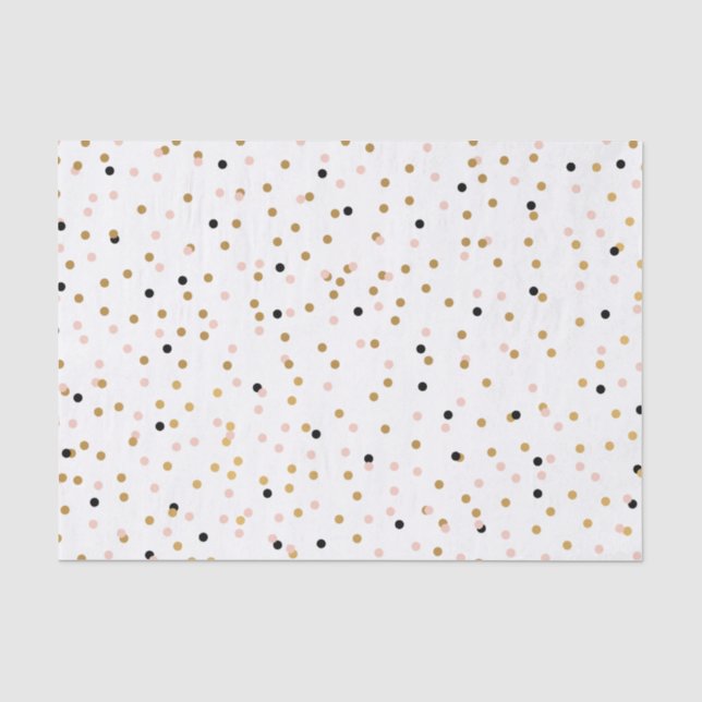 Papier Mousseline Motif Confetti Noir Or (Recto)