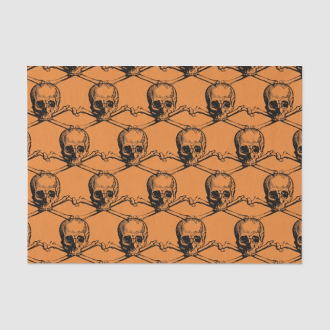 Papier Mousseline Motif Cool noir orange crâne Halloween partie (Recto)