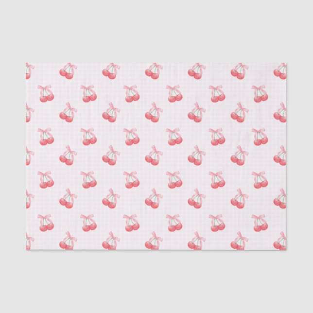 Papier Mousseline Motif Coquette Cherries Bow (Recto)