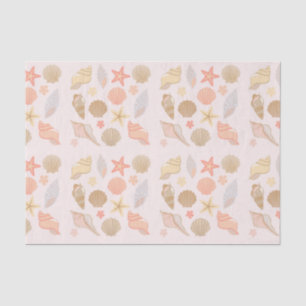 Papier Mousseline Motif Coquilles de Mer Roses