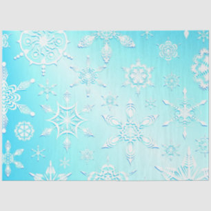 Papier Mousseline Motif Crystal Snowflakes