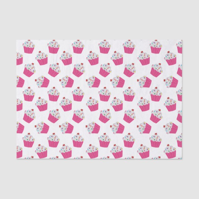 Papier Mousseline Motif Cupcake rose clair au dessert (Recto)