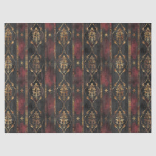 Papier Mousseline Motif Damask Noir Or Persan (3)