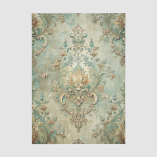 Papier Mousseline Motif damassé grunge dans des nuances de sarcelle