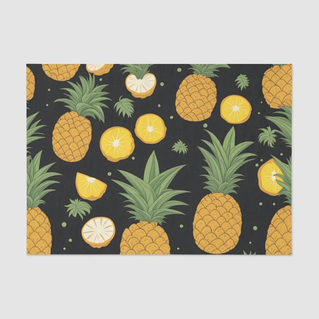 Papier Mousseline Motif d'ananas exotique (Recto)