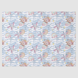 Papier Mousseline Motif d'animaux marins à l'aquarelle