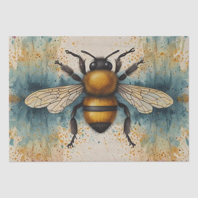 Papier Mousseline Motif d'aquarelle d'abeille dynamique (Recto)