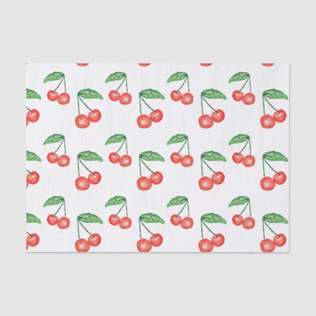 Papier Mousseline Motif d'aquarelle de cerises (Recto)