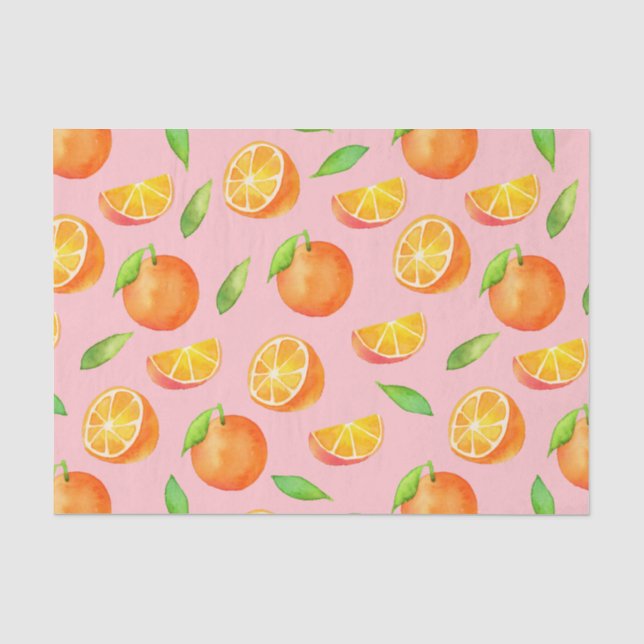 Papier Mousseline Motif d'aquarelle de fruit d'oranges d'agrume (Recto)