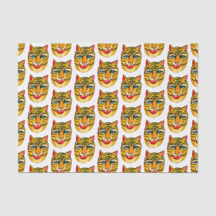 Papier Mousseline Motif d'aquarelle de tigre riant