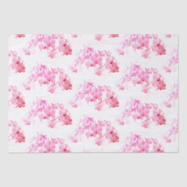 Papier Mousseline Motif d'aquarelle d'orchidée rose (Recto)