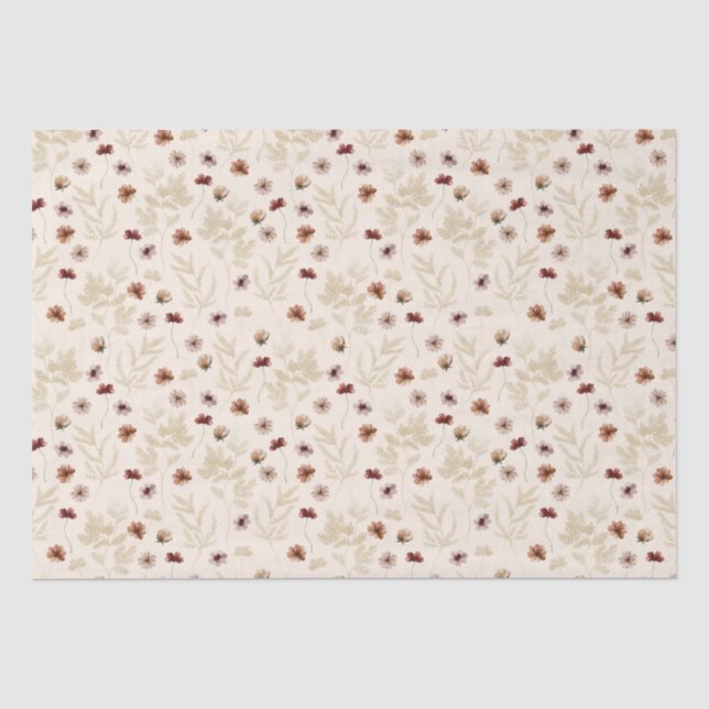 Papier Mousseline Motif d'aquarelle en fleur minuscule (Recto)