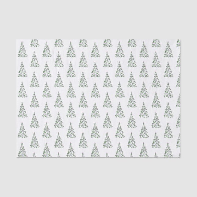 Papier Mousseline Motif d'aquarelle en papier de Noël Arbre (Recto)