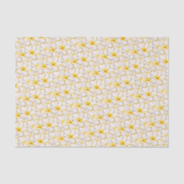 Papier Mousseline Motif d'aquarelle fleurie Frangipani (Recto)