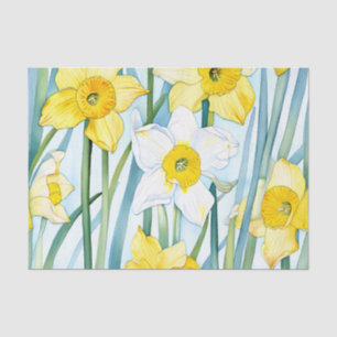 Papier Mousseline Motif d'aquarelle Narcisse en jaune
