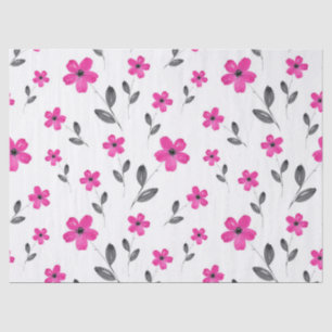Papier Mousseline Motif d'aquarelle rose chaud cinq pétales