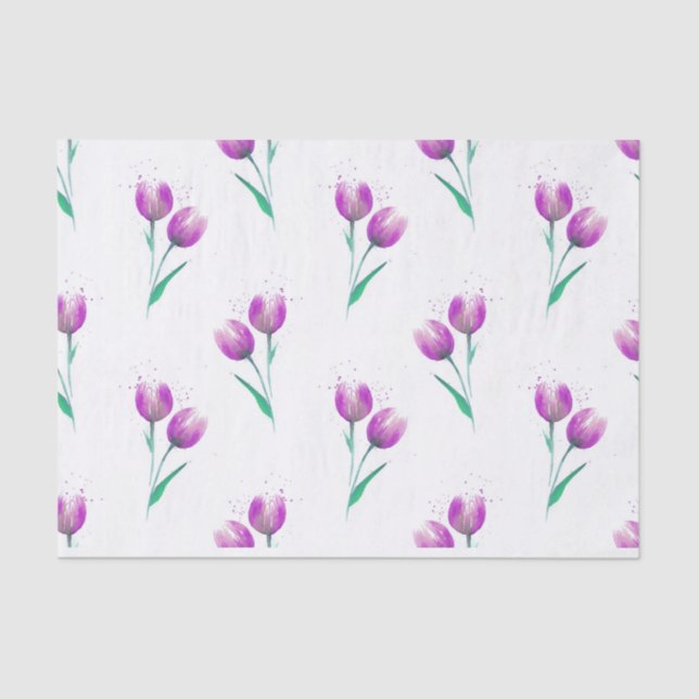 Papier Mousseline Motif d'aquarelle violet rose (Recto)