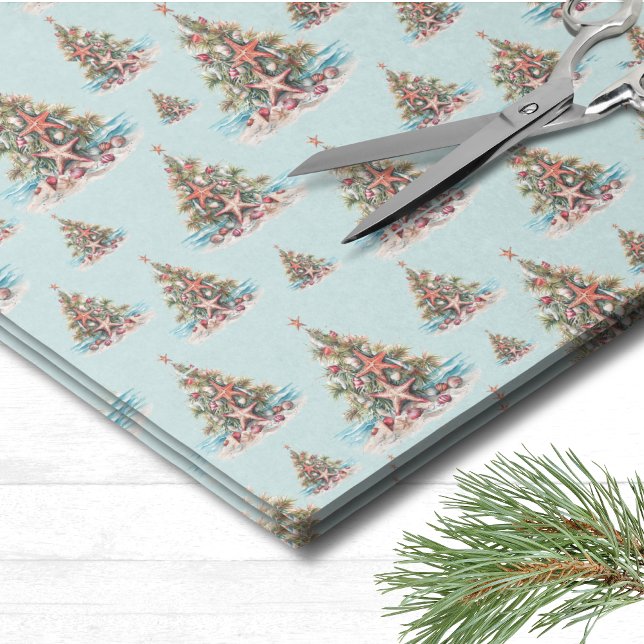 Papier Mousseline Motif d'arbre de Noël de plage (Beach Christmas Tree Pattern Tissue Paper)