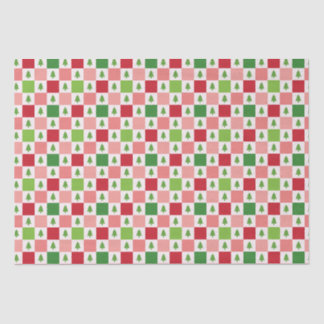 Papier Mousseline Motif d'arbre de Noël - Rouge, rose, vert